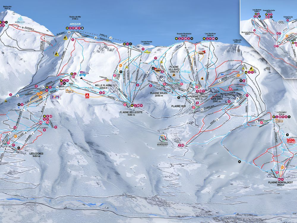 Pistekaart La Plagne