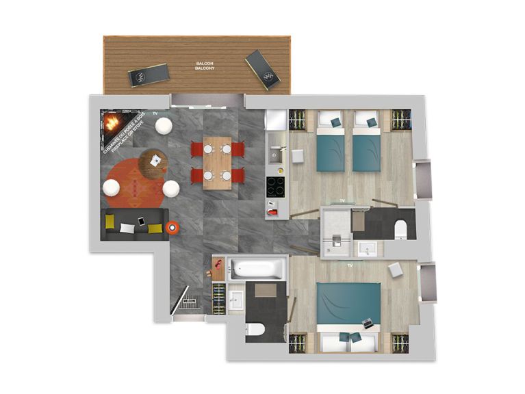 Chalet-appartement Résidence Izia met open haard of houtkachel