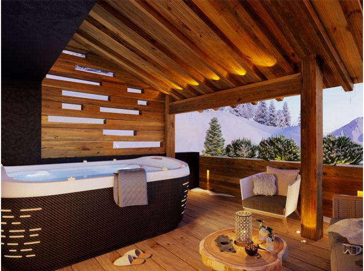 bubbelbad terras ski chalet