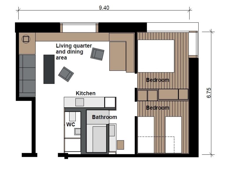 Appartement Rocksresort met cabine, zondag t/m zondag