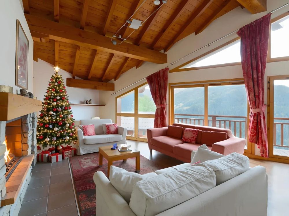 Les Chalets des Deux Domaines - met kerstboom