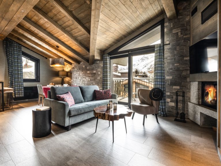 Chalet-appartement Résidence Izia met open haard of houtkachel