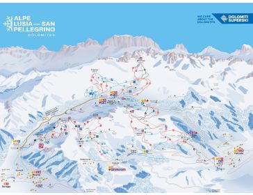 Pistekaart Dolomieten - Alpe Lusia-San Pellegrino