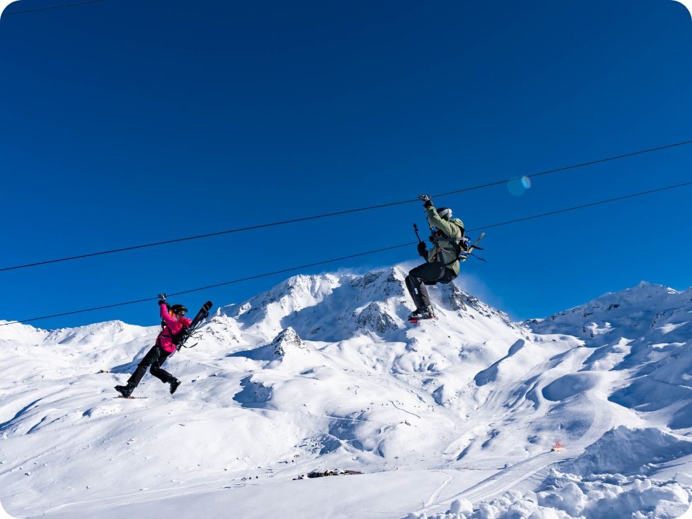 zipline sneeuw bergen